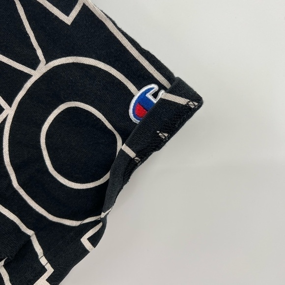 Women's Champion Heritage Cropped Tee, All Over Logo Big Block Text Outline Blac - Picture 3 of 11